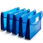 FANWU Plastic File Folder Poly Envelope Expanding File Wallet Document Folder with Snap Button Closure, Legal Size, 5 Pack Large Waterproof Accordion File Pouch £¨Blue£©