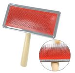 Pets Empire Wooden Handle Tool Cats Pet Cleaning Professional Slicker Supplies Shedding Dogs Brush Hair Grooming Spinning Needle (Small)