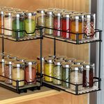 TJ.MOREE 2 Packs -2 Tier Pull Out Spice Rack Organizer for Cabinet, Durable Slide Out Drawer for Cupboard, Easy to Install Spice Pull Out Cabinet Organizers