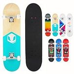 Venom Skateboards - Skateboard for Kids Adults Teens Boys Skateboards for Girls Pro Skateboards for Beginners Complete Full Size Skate Board - 8.0"/32" - 7 Ply Deck - ABEC 11 - Teal Dip Logo