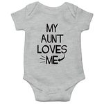 Witty Fashions My Aunt Loves Me - Funny Cute Novelty Infant Creeper, One-Piece Baby Bodysuit (Gray, 12 Months)