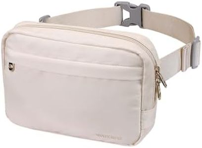 WATERFLY Riñonera para hombre y mujer: riñonera a la moda, elegante bolso cruzado en el pecho, pequeño, impermeable, para viajes al aire libre, senderismo, festival, beige, medium