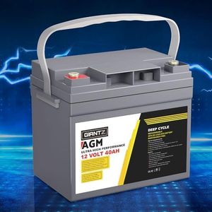 Giantz 40Ah AGM Deep Cycle Battery, Recharge Batterys 4WD Charging Portable with Handle, 1400 Cycles Long Life High Performance for Solar Fridge Camping Car Power Supply