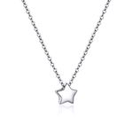 925 Sterling Silver Star Necklace Tiny Pendant Chain Valentine Day Gift Italian Silver Star Dainty Choker Necklace for Women