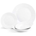 Sabichi 12pc Day to White Dinner Set - Microwave & Dishwasher Safe - 4 X Plates, Side Soup Bowls Plate and Bowl Ideal Plates and Bowls Set