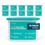 LIVIVO Pack of 10x 500ml Interior Dehumidifiers- Helps Stop Damp, Mildew, Mould Condensation Moisture Absorber Remover in Home Kitchen Wardrobe Bedroom Caravan Office Garage Bathroom, Basement
