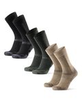 DANISH ENDURANCE Hiking Socks, Breathable Merino Wool Walking Socks, for Men & Women, Unisex, 3 or 5 Pack, Multicolour (1xBeige, 1xGreen, 1xBlack/Grey), 9-12