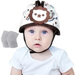 Orzbow Baby Safety Helmet with Kneepads, Breathable Baby Head Protector for Crawling and Walking,Adjustable Infant Crash Helmet, Anti-Collision,Ultra-Lightweight,Premium Cotton and EVA (Brown Lion)