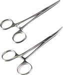 Ling-Luo Versatile Angling Tools with 2pc Hemostat Forceps Set - Stainless Steel, Curved & Straight Hemostats, Serrated Jaws, Locking Mechanism, and Lightweight Design