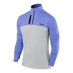 TCA Fusion Gym Tops for Men Training Sports Long Sleeve Running Top Men Gym Clothes - Heather Grey/Dazzling Blue, L