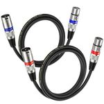 NUOSIYA 1M XLR Cables 2 Packs,XLR Male to Female 3 Pins Balanced Microphone Cable for Studio Recorder, Mic, Mixer, Speaker System, Phantom Power