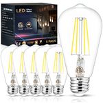 Sailstar Light Bulbs 60 Watt, E26 LED Bulb 60 Watt Equivalent, Daylight 5000K Edison Bulbs, 6W Vintage LED Edison Bulb for Bathroom Vanity, Dining Living Room, 800LM, 120V, CRI85, 6 Pack, Non-dimmable