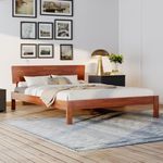 Wakefit Bed | King (78 X 72) Solid Wood Bed Without Storage, 3 Year Warranty | - Swirl - Gold Brown