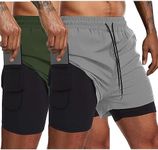 COOFANDY Men's Gym Shorts 2 Pack Quick Dry Workout Athletic Shorts Training Basketball Running Jogger with Pockets