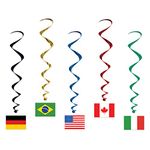 Beistle 57598 Hanging Swirls (5 Pcs) -1 Pack, Multicolor, International Flag Whirls