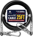 Tie Out Cable for Dogs Up to 300lbs,100ft Extra Strong 1000lbs Break Strength Tie-Out Tether Trolley Training Lead,Dog Run Cable for Yard Garden Park Camping Outside (300lbs 25ft, Black)