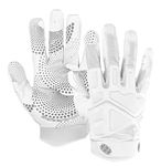 Seibertron G.A.R.G 2.0 Gel Filled Patented Anti-Impact Ultra-Stick Football Sports Receiver Gloves Adult Sizes White XL