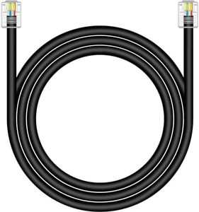 NECABLES CAT5 / CAT5e RJ11 Data Cable DSL Cable 3ft High-Speed DSL Modem Cable Twisted Wire UTP RJ11 6P4C Male to Male Black - 3 Feet