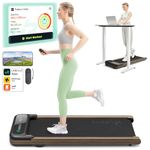 UREVO Wooden Smart Walking Pad, Compact Under Desk Treadmill with Double Shock Absorption, Quiet Operation, Workout APP with Track Insights and MIIT Mode, Remote or APP Control for Home Office