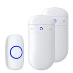 SECRUI Wireless Doorbell, Electric Cordless Door Bells Chime IP55 Waterproof Battery Operated at 1000ft Long Range with 52 Melodies 5 Volume 2 Plug in Receivers Easy Install for Home, Classroom-White