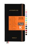 NEORAH — 2024 ACCOMPLISH UNDATED Planner - PETITE | 12 Month Productivity Planner Diary without Dates | Weekly | Monthly | 12 Month Budget Tracker | Gratitude Journal | Track Goals | Accomplishments | Things to Do | Habit Tracker Wheel | Passion | Password Log | Track Birthday Anniversary | Extra Notes - Planner for Pro Journal Notebook (Size 21.0 x 10.5cm) | Undated HARDCOVER Planner (Black)