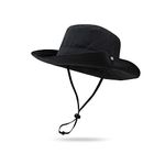 Croogo Waterproof Bucket Sun Hat for Men Women Wide Brim UV Protection Boonie Hat Outdoor Beach Safari Fishing Hat,Black-XT05