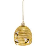 Boston International Christmas Winter Holiday Glass Tree Ornament, 3-Inches, Honey Hive