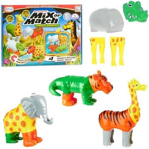Magnetic Mix or Match Jungle Animals Toy Play Set, 16 Pieces