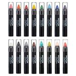 Moon Creations Face Paint Stick Body Crayons | Set of 16 | 3.2g | Sweat Proof & Water-Resistant Face Paint | Cruelty Free, Made in UK | For Kids, Adults, Fancy Dress, Festivals, Halloween