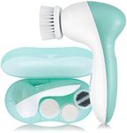 TOUCHBeauty Portable Facial Brush Set with Case & 3 Spin Brush Heads, 0.055mm Deep Pores Cleansing Bristle, Silicone Brush Face Massager, Exfoliator Brush, Mini Travel Size Battery Powered