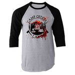 Pop Threads Camp Crystal Lake Counselor Staff Bloody Horror Graphic Tee T-Shirt for Men, Raglan | Black Sleeves, X-Large