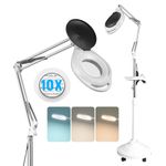 BAUSATZ 10X Magnifying Floor Lamp, Floor Magnifying Glass with Light and Stand, 2400 Lumens LED Magnifying Lamp with 5 Wheels Base, Magnifying Glasses with Light for Close Work Reading Repair Crafts