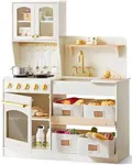 Tiny Land Play Kitchen for Kids, Wooden Play Kitchen with Toy Storage System, Toy Kitchen Set with Plenty of Play Features, Kids Play Kitchen Designed, Gift for Ages 3+