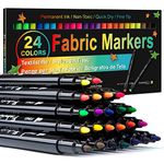 DAPAWIN Fabric Markers Permanent For Clothes,24 Colors Fabric Pens Permanent No Bleed,Fine Tip Fabric Paint Pens Paint For Kids,Non-Toxic Markers Paint For Tote Bag White Shirt Baby Bibs Shoes