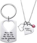 There’s This Girl She Stole My Heart She Calls Me Daddy Daddy’s Girl Father Daughter Keychain Necklace Set