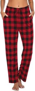 Ekouaer Women Lounge Pants Comfy Pajama Bottom with Pockets Stretch Plaid Sleepwear Drawstring Pj Bottoms Pants, Plaid 1, Large