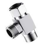 G1/2" Diverter Valve, Traditional Metal Shower Arm Brass Diverter T-Adapter Valve 3-Way Tee Connector for Handheld Bidet and Sprayer (Style B)