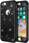 iPhone 6s Case, iPhone 6 Case, Hython Heavy Duty Full-Body Defender Protective Case Bling Glitter Sparkle Hard Shell Armor Hybrid Shockproof Rubber Bumper Cover for iPhone 6/6s 4.7-inch, Black