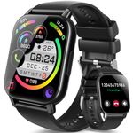 Smart Watch for Men(Answer/Make Calls), 1.85" HD Touch Screen Fitness Watch with Heart Rate Sleep Monitor, 112 Sports Modes,IP68 Waterproof Fitness Tracker Compatible with Android iOS,Mysterious Black