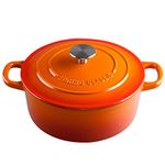 EDGING CASTING Enameled Cast Iron Covered Dutch Oven with Dual Handle, 2.8 Quart, Orange