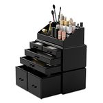 Readaeer Makeup Cosmetic Organizer Storage Drawers Display Boxes Case 6 Drawers （Black）