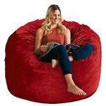 HABUTWAY 3FT Bean Bag Chairs, Memory Foam Bean Bag Chair, Plush Lazy Sofa with Removable Microsuede Cover for Dorm Room, Living Room(3FT, Red)