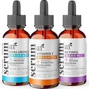 artnaturals Anti-Aging-Set with Vitamin-C Retinol and Hyaluronic-Acid - (3 x 1 Fl Oz / 30ml) Serum for Anti Wrinkle and Dark Circle Remover – All Natural and Moisturizing