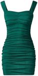 OYOANGLE Girl's Rib Knitted Sleeveless Ruched Strap Bodycon Pencil Mini Tank Dress Summer Casual Dresses Green 13 Years