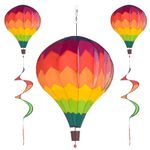 2Pack Hot Air Balloon Wind Spinner Garden Windmills and Spinners Decorations Large Outdoor Hanging Decor Lawn Yard Ornaments Rainbow Wind Hanging Windsock Catchers Ornaments