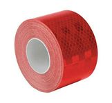 AutoVision 2 Inch x 48 Feet High Intensity Water Proof Conspicuity Warning Reflective Radium Conspicuity Tape Sticker, Red