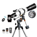 AOMEKIE Telescope for Adults Astronomy 90mm Aperture 650mm Professional Astronomy Refractor Telescope with EQ Mount 2 Plossl Eyepieces and Bluetooth Controller Phone Adapter and Finderscope