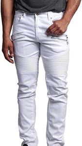 G-Style USA Men's Coated Biker Jeans Jeans - DL1030 - White - 28/30 - DNM