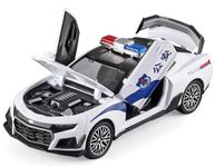 Magicwand 1:32 Scale Die-Cast Camaro Police with Openable Doors,Pull Back Action,Blinking Headlights & Tail Lights【White】【Pack of 1】…