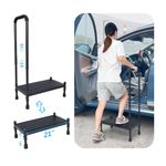 Medical Step Stool with Handle for Elderly SUV Car Step Stool Standing Assist Aids Portable Handicap Steps with Handrails Heavy Duty Bariatric Safety Metal Stepping Stool for Adults Seniors (Black)